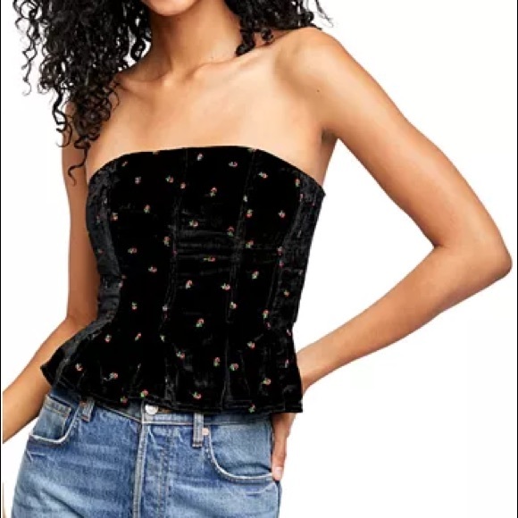 Free People Tops - NWT-Free People Rosie Embroidered Bustier Top